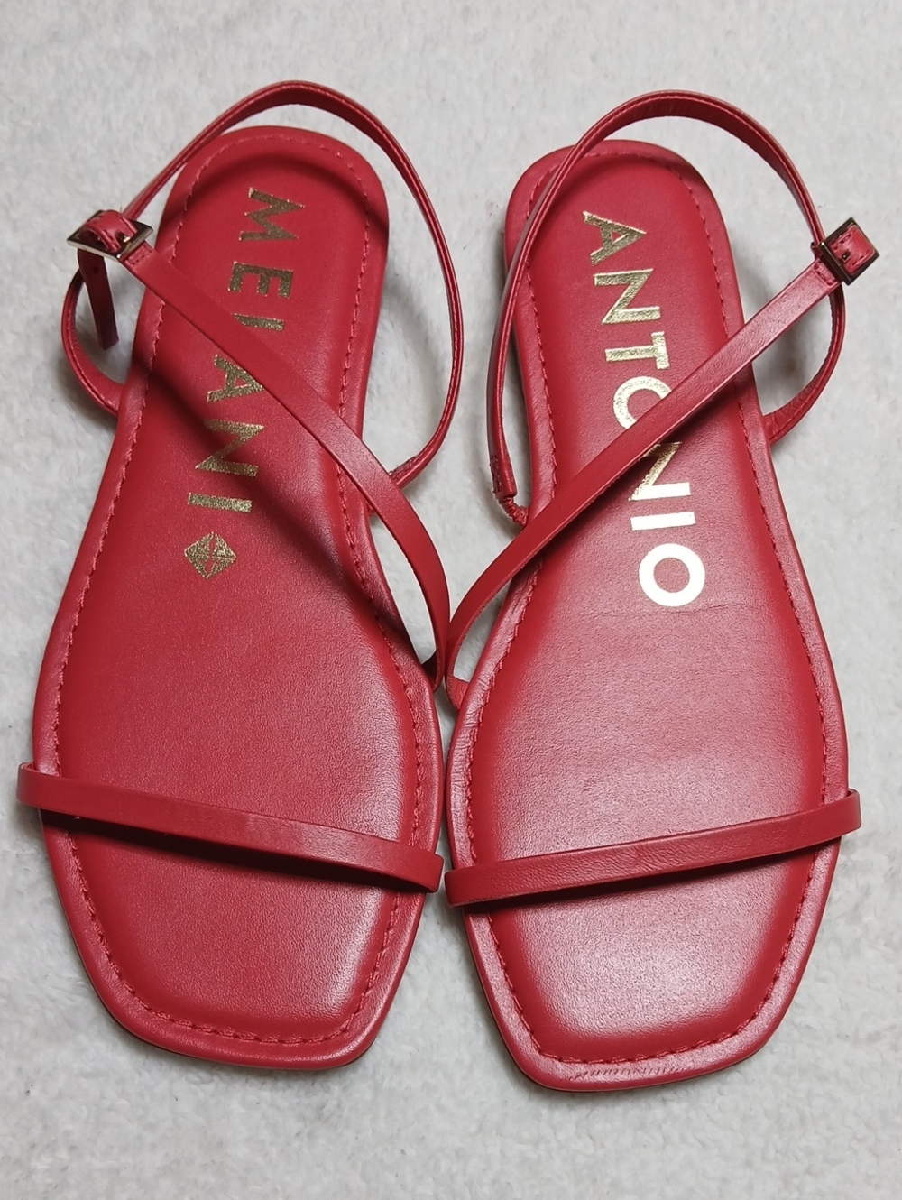 ANTONIO MELANI Lyla Red Strappy Square-Toe Sandals Size 8.5